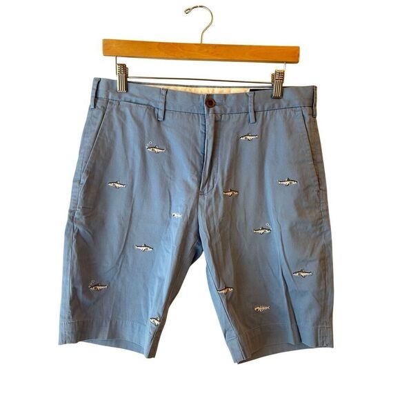 Polo Ralph Lauren Mens Stretch Classic Fit Chino Shorts 31 Embroidery Fish - Picture 1 of 10
